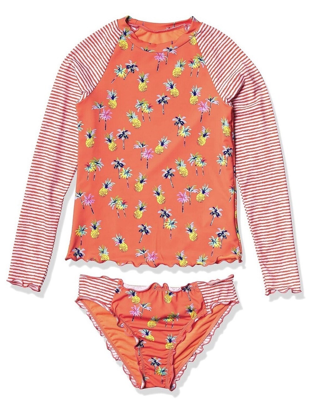 Hobie Girls' Long Sleeve Bikini Top & Merrow Hipster Bottom Rashguard Set 14
